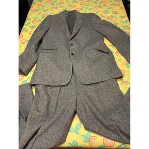 Richman Brothers Tweed Suit Men 44R 35W Grey Vintage 2 Piece western rodeo
